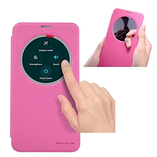 Zenfone 2 ZE550ML / ZE551ML Leather Case, Monoy Premium Smart Wake Up Leather Cover Frosted Hard Case for Asus Zenfone 2 (ZE550ML/ZE551ML) 5.5'' Inch (Rose-red Smart Leather Case)