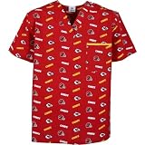 Scrub Dudz Kansas City Chiefs Printed Scrub Top Extra Large