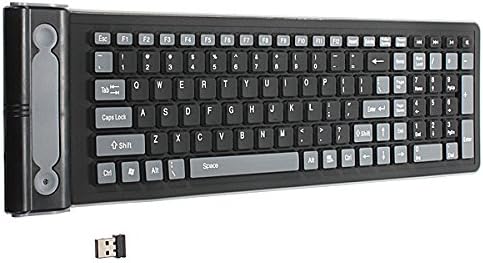 Skyblink 2.4Ghz Wireless Waterproof Dustproof Portable Black USB Mini Silicone Flexible Folding Roll Up soft Rubber Keyboard for Laptop