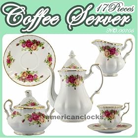 Porcelain China Tea Coffee Server, Pink Roses,In Tiny Nosegay by Clocks