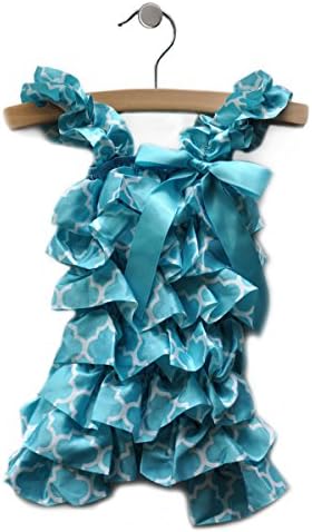 PepperRoo Quatrefoil Satin Infant ROMPER *Fits 0-9 Months* (Aqua)