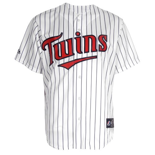 MLB Men's Minnesota Twins Jason Kubel White/Navy Home Short Sleeve 6 Button Synthetic Replica Baseball Jersey Spring 2012  (White/Navy, Large)