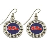 NCAA Mississippi Rebels Ladies Round Crystal Earrings