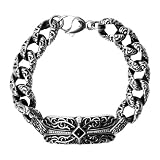 Sovereign Steel Ornate Bracelet with Gothic scroll cross design