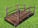 New 5' Decorative Stained Finish Wooden Bridge Garden Pond Outdoor Decor