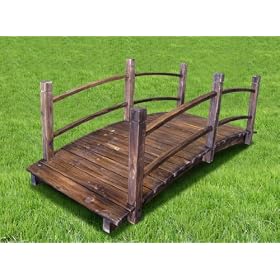 New 5' Decorative Stained Finish Wooden Bridge Garden Pond Outdoor Decor