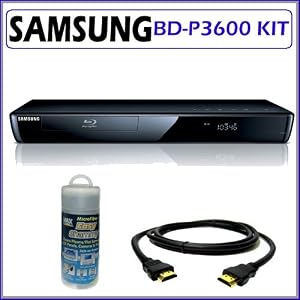 Samsung BD-P3600 1080p HD with BD-Live and Wi-Fi Ready Blu-Ray Disc Player + High Quality Gold Tipped HDMI-HDMI Cable and Microfiber Shammy Cloth