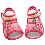 Very cute X.WAWA infant girls pink sandal shoes. Very comfortable shoes features with small flower appliques and a big butterfly on top. High quatlity velcro closure for secure fit and easy on/off.