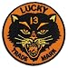 Lucky 13 Black Kat Embroidered Patch Iron-On Cat