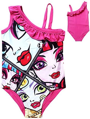 New Girl's Beach Wear Monster High Swimsuit Swimming Costume Bikini Swimwear Cartoon Chlidren Baby Kids (5, pink)