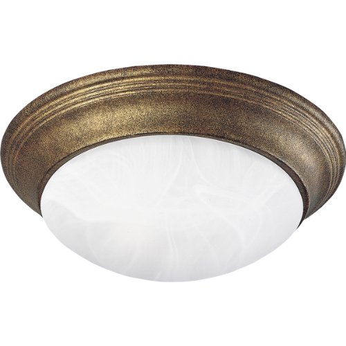 Progress Lighting P3697-27 Three-Light Close-To-Ceiling Fixture with Etched Alabaster Style Glass, Golden Umber