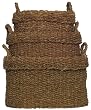 Natural Hand Woven Seagrass Oval Baskets Lg=19.5"x16"x12"H Set of 3
