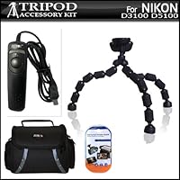 Tripod Bundle Kit For Nikon D3100 D5100 Digital SLR Camera Includes Flexible Gripster + Remote Shutter Release + Deluxe Carrying Case + 3 Pack LCD Screen Protectors