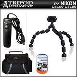 Tripod Bundle Kit For Nikon D3100 D5100 Digital SLR Camera Includes Flexible Gripster + Remote Shutter Release + Deluxe Carrying Case + 3 Pack LCD Screen Protectors