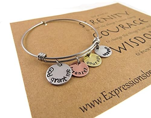 Serenity Prayer, Mantra Jewelry, Spiritual Bracelet, Inspirational Jewelry, Serenity, Courage, Wisdom Mantra Bangle bracelet