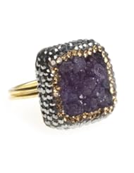 From Amazon.com. Click for details:
 Jewelry: 24K Yellow Gold Plated Square Shape Drusy Quartz Natural Stone Black Diamond Accent Purple Amathyst Adjustable Ring - ChicBahar Jewelry: 24K Yellow Gold Plated Square Shape Drusy Quartz Natural Stone Black Diamond Accent Purple Amathyst Adjustable Ring - ChicBahar