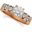 14K Rose Gold Diamond Engagement Ring Semimount - CENTER STONE NOT INCLUDED - 0.45 Ct.