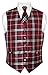 Men's Plaid Design Dress Vest & NeckTie Black Burgundy White Neck Tie Set