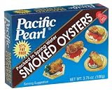 Pacific Pearl Smoked Oysters in Spring Water, 3.75-Ounce Cans (Pack of 12)