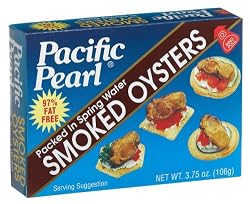 Pacific Pearl Smoked Oysters in Spring Water, 3.75-Ounce Cans (Pack of 12)