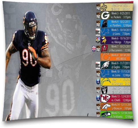 NFL Throw Pillow Cushion Covers, Chicago Bears Square Decorative Throw Pillowcases, Pure Cotton, Bedding, Sofa, Couch, Size: 18x18 inches (45x45 cm) Ball Game Theme 1392