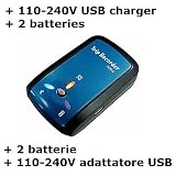 i-Blue 747Pro Bluetooth GPS Trip Recorder con 2 batterie e 110-240V adattatore USB | 66 canali | AGPS | 1-5Hz | 250.000 punti di viadi i-Blue