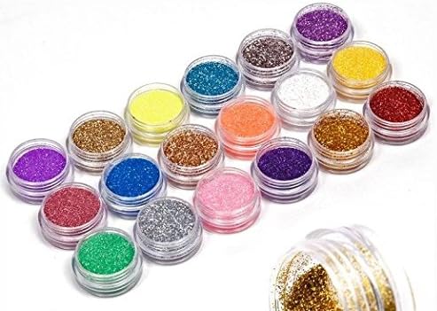 18 Colors Nail Art Glitter Powder Dust For UV GEL Acrylic Powder Decoration Tips