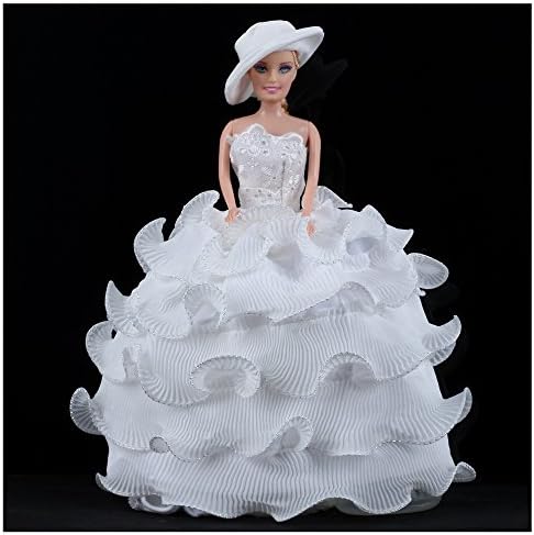 Highmall Handmade Clothes Wedding Dresses Grows Outfit for 11.5 Inches 30 CM Barbie Dolls Princess Dolls (Multi-layer Cake Skirt White)
