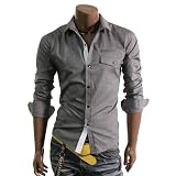 Doublju Mens Casual Slim Dress Shirts(HC908)