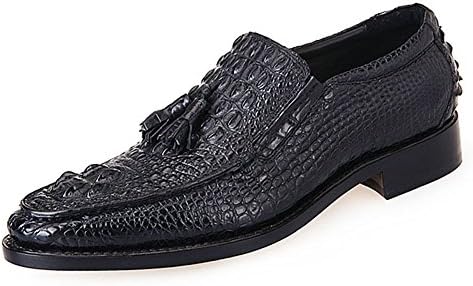 ShoeperStar Mens 3D Crocodile Grain Wingtip Tassels Leather Shoes