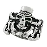 Surgical Steel Goth Ring Skeleton with Top Hat Blackened finish 7/8 in. (23mm) wide, sizes 9 to 15