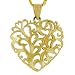 10K Yellow Gold Filigree Puffed Heart Charm Pendant