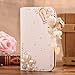 NE3C 1X (TM) Samsung Galaxy Mega 6.3 I9200 I9025 I9028 Leather Folio Support Smart Case Cover with Card Holder & Magnetic Flip Horizontals - Loveyou Pearl Flower