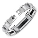 Stainless Steel Cable ID with Blk Carbon Fiber Inlay Bracelet 8.5"