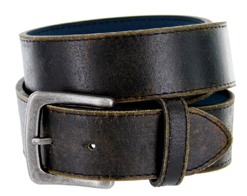 Men's Vintage Distressed Leather Casual Jean Belt for men 1-1/2