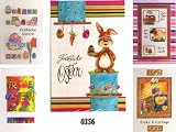 5 Osterkarten mit Prägung und Golddruck, einzeln mit Umschlag in Cellophan verpackt Glückwunschkarten, Klappkarten Osterhase, Ostern, 5 aus 10 Motive