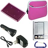 Gizmo Dorks Accessories: Neoprene Soft Glove Case (Pink) + Rubberized TPU Crystal Skin (Hot Pink) + Car Charger + Wall Charger + USB Data Cable + Screen Protector + Carabiner Key Chain for the Barnes and Nobles Nook eReader