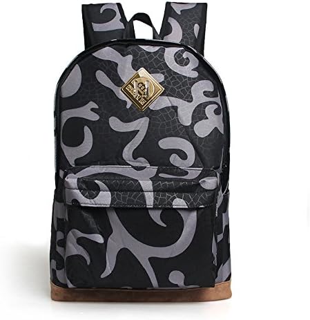 Draconite European Flower Printing Nylon Unisex Outdoor Hiking Backpack Shoulder Daypack Fits for 14-inch Laptop