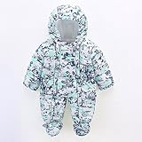 キッズ　ベビー カバーオール ロンパース ダウンジャケット　ボディスーツ　防寒アウター　フード付き　スキーウェア　アウタースーツ　着ぐるみ　連体衣装 (90cm, スカイブルー)