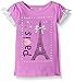 Dream Star Girls' Little Short Sleeve Screen Tee with Rhinestones and Tulle Hang and Bow at Cuffs