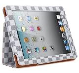 i-Blason Premium Eleganza Series iPad 2 iPad 3 iPad HD New iPad Plaid  Tartan And Checker Style Patterned Folio Leather Smart Cover Foldable Stand Case (CheckerWhite/Black)