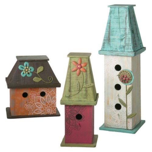 Set of 3 Decorative Wooden Birdhouses