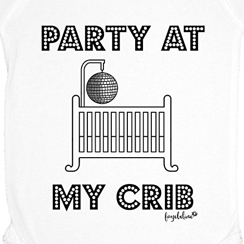 Fayebeline Unisex Baby Gift Onesie Bodysuit Funny “Party at My Crib” 0-6 Month White