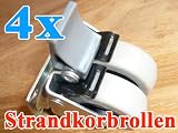 4x Strandkorbrollen bis 100kg/ pro Doppelrolle jeweils mit Bremse RASEN geeignet