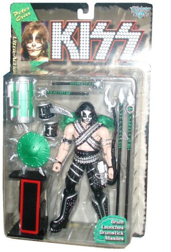 1997 - McFarlane - KISS - Peter Criss - Ultra Action Figure - Drum Launches Drumstick Missiles & Letter I - Rare - Out of Prodcution - Limited Edition - Collectible