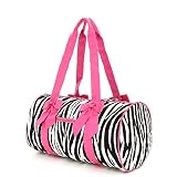 Medium Quilted Zebra Print Duffle Bag - Pink