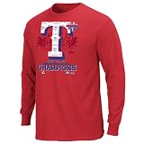 MLB Men's Big & Tall Texas Rangers League Championship Screen Print Long Sleeve Tee (Red, 4XL Tall)