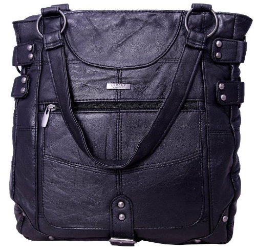 Large Soft Nappa Black Leather Shopper Style Handbag Shoulder Bag - Large and Roomy