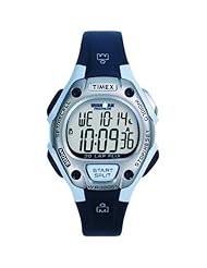 Timex Womens T5E951 Ironman Traditional 30-Lap Black/Light Blue Resin Strap Watch