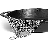 Hudson Essentials Cast Iron Cleaner XL 7x7 Premium Stainless Steel Chainmail Scrubber